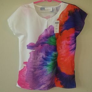 Chicos Colorful Floral Top Size 2